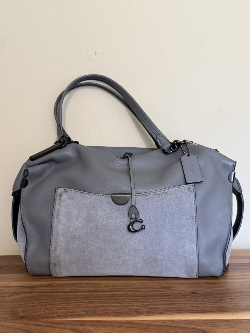 Coach Darla 32 Satchel Shoulder Bag Leather & Suede 76043 Grey